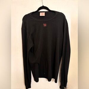 PSYCHIC HEARTS embroidered logo waffle knit long sleeve.